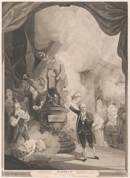 Garrick Speaking Jubilee Ode 1784 Stipple engraving