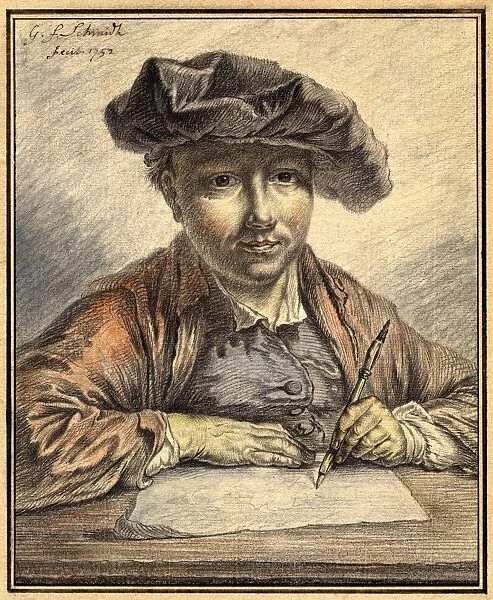 Georg Friedrich Schmidt, German (1712-1775), Self-Portrait Sketching, 1752, black