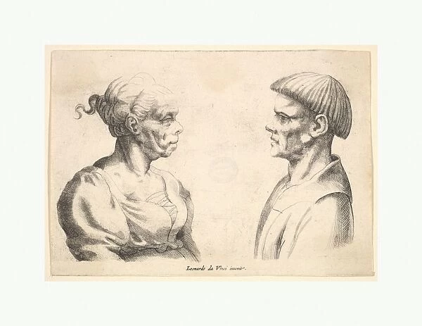 Two heads 1625-77 Engraving state 3 3  /  4 x 5 5  /  16