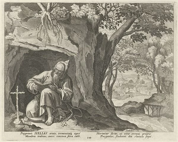 Helias the hermit, Johann Sadeler I, Raphael Sadeler I, Maerten de Vos, 1586 - 1588