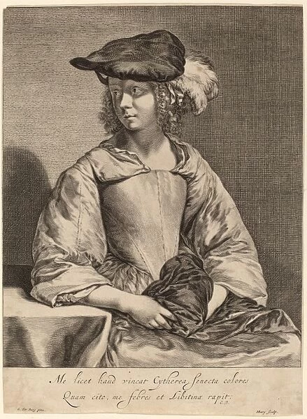 Hendrick Bary after Gerard ter Borch the Younger, Girl in a Plumed Hat, Dutch, c