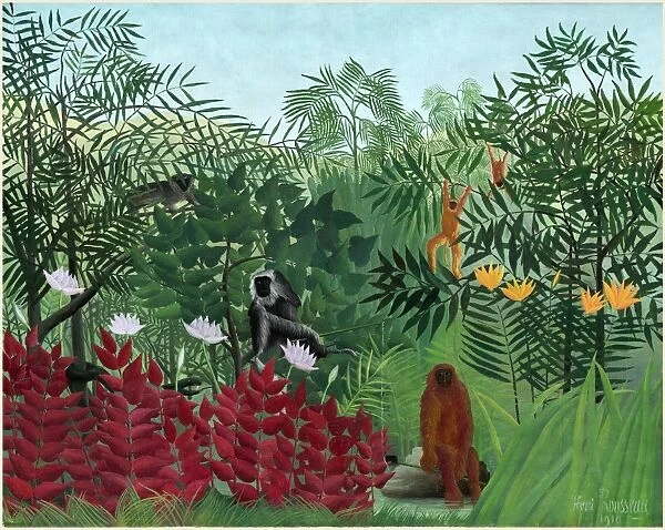 Henri Rousseau, Tropical Forest with Monkeys, French, 1844-1910, 1910, oil on canvas