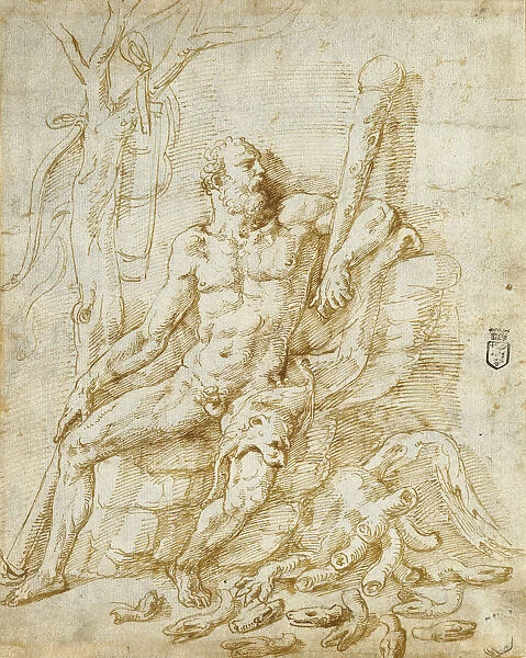Hercules Resting Killing Hydra Giulio Romano
