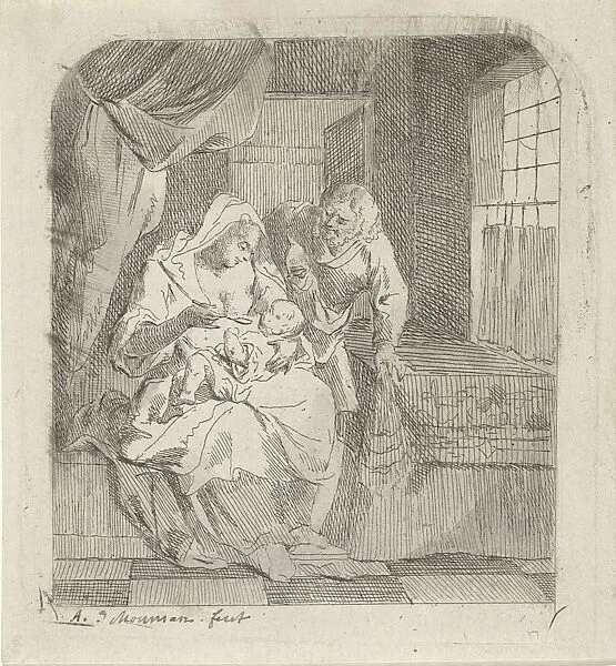 Holy Family in an Interior, Aert Schouman, 1725 - 1792