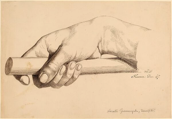 Horatio Greenough, Right Hand Holding Short Rod, American, 1805 - 1852, 1847, pen