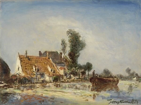 Houses on a canal in Crooswijk, Johan Barthold Jongkind, 1874