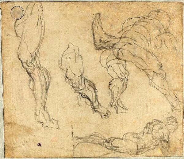 Jacopo Tintoretto (Italian, 1518 - 1594), Figures and Legs, 1575-1580, black chalk
