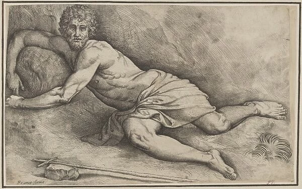 John Baptist lying ground naked except cloth covering