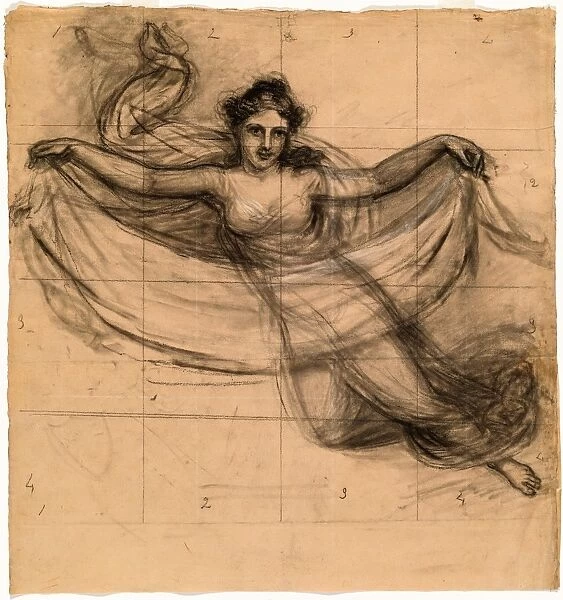 John Vanderlyn, A Muse, American, 1775-1852, 1815-1818, charcoal and white chalk