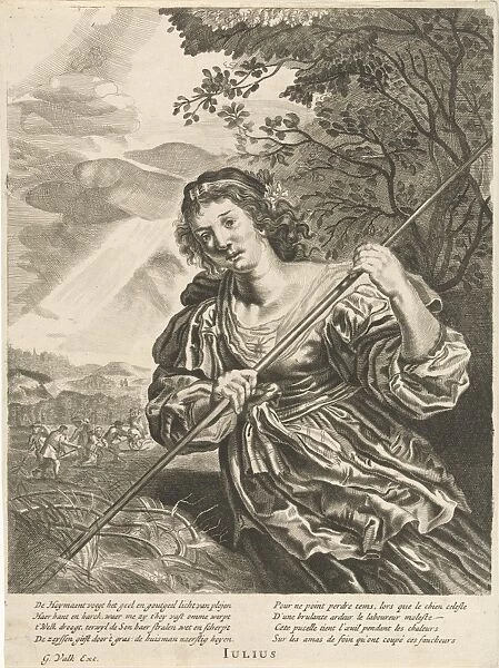 July: a woman harvesting, Anonymous, Reinier van Persijn, Joachim von Sandrart, 1670