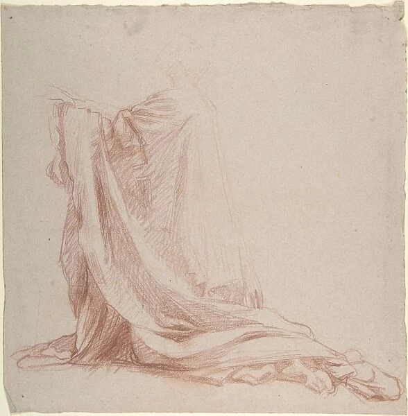 Kneeling Prelate 1830-71 Red chalk light gray paper