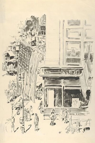 Lafayette Street 1918 Lithograph lithotint edition