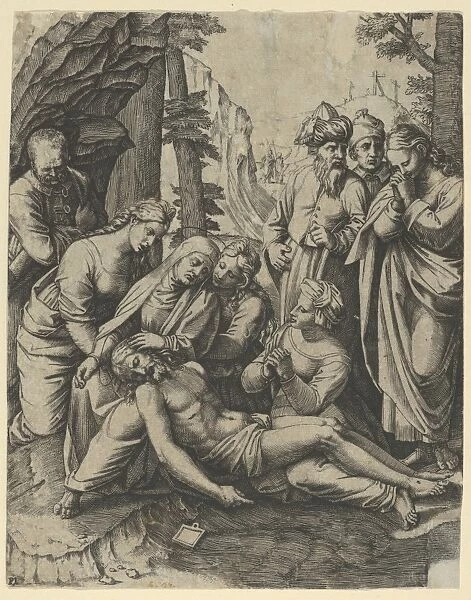 lamentation dead Christ supported Virgin Mary