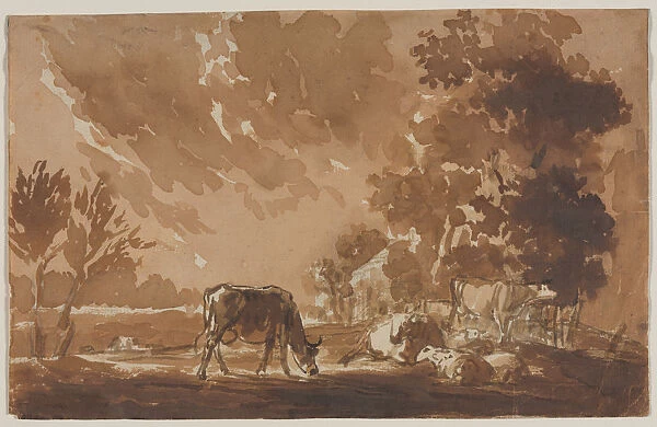 Landscape Cattle recto verso second last third 1800s