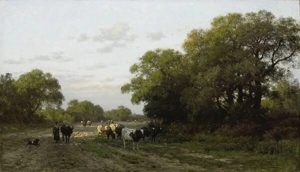 Landscape in Drenthe, The Netherlands, Julius Jacobus van de Sande Bakhuyzen, 1882
