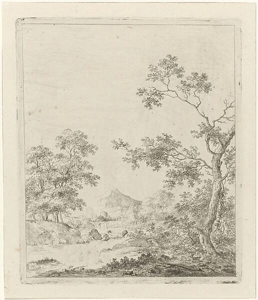 Landscape with fisherman, Johannes Janson, 1761 - 1784