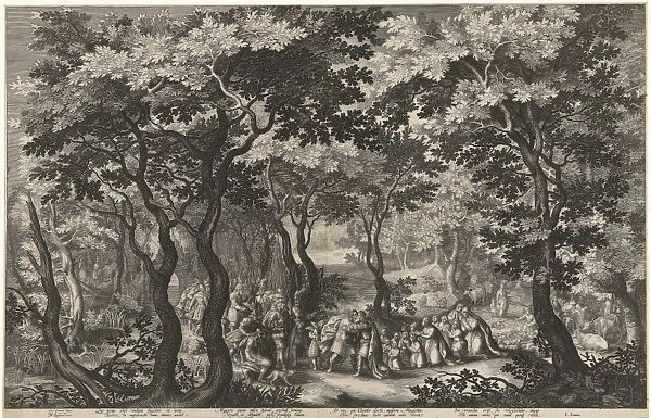 Landscape and meeting of Jacob and Esau, Boetius Adamsz