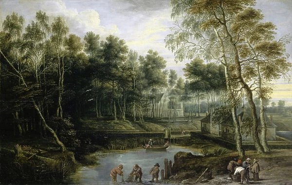 Landscape Monastery 1640 oil oak 37. 5 x 58 cm