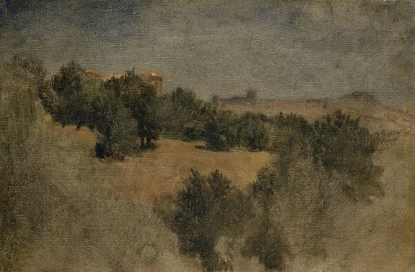 Landscape Palestrina 1853 oil canvas 16 x 24. 4 cm