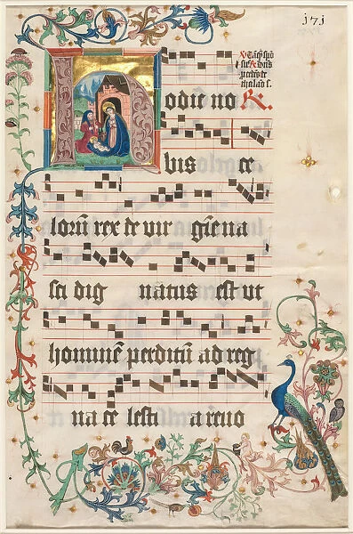 Leaf Antiphonary Initial H Nativity recto Text