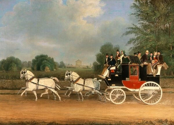 The London-Faringdon Coach passing Buckland House, Berkshire Signed and dated, brown