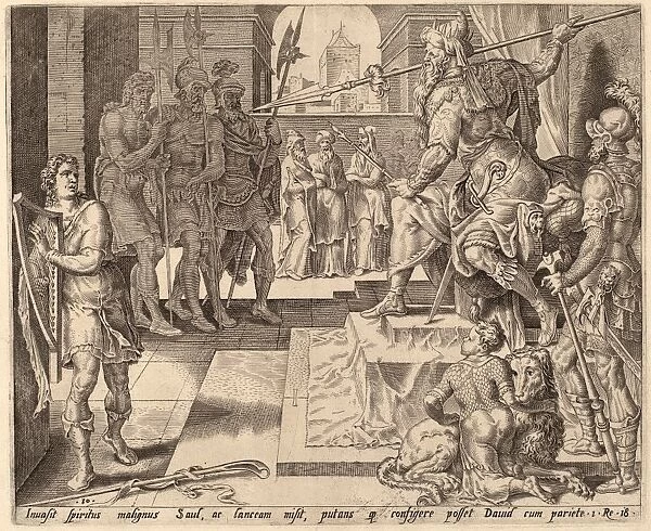 after Maerten van Heemskerck, David before Saul, c. 1556, engraving