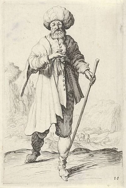 Man with walking stick, print maker: Gillis van Scheyndel I, Clement de Jonghe, 1649