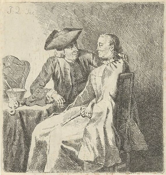 Man and woman at a table, Julius Henricus Quinkhard, 1744 - 1795