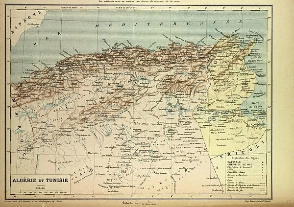 Map of Algeria and Tunisia