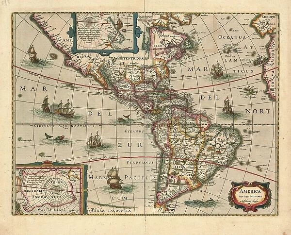 Map America noviter delineata Henricus Hondius