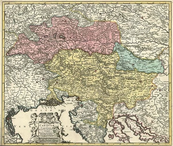 Map Ducatus Carintiae et Carniolae Cilleiaeque comitatus nova tabula