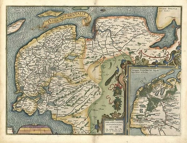 Map Frisia Occidentalis Sibrandus Leo -1588 Copperplate print