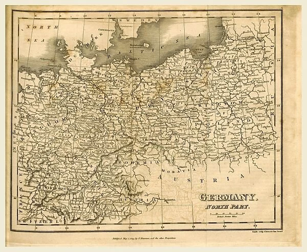 Map of Germany, 1819, J. Mawman