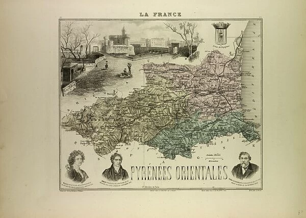 Map of Pyrenees Orientales, 1896, France