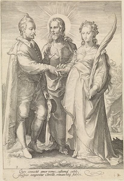 Marriage of spiritual love through Christ closed, Jan Saenredam, Hendrick Goltzius