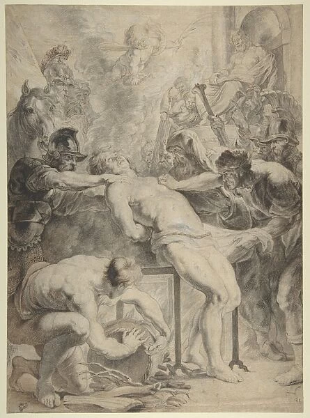 Martyrdom Saint Lawrence early 17th century Black chalk