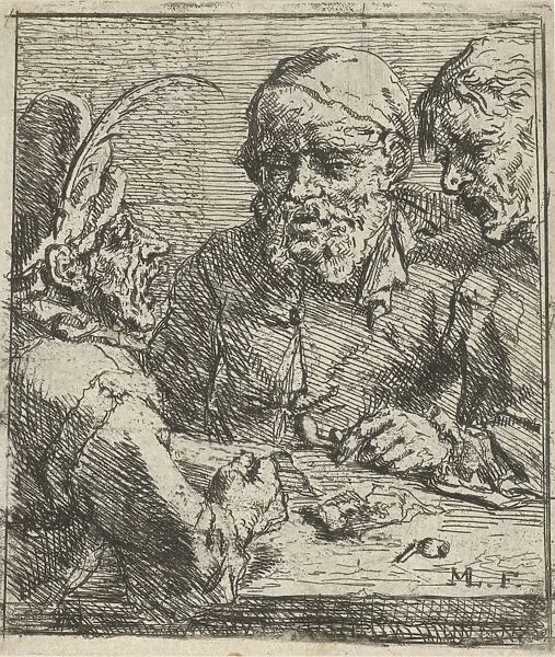 Three men in conversation, Marcellus Laroon (I), 1663 - 1702