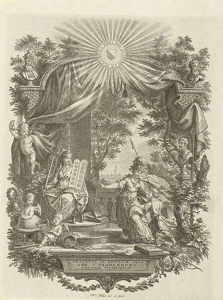Minerva receives young man leads towards personification