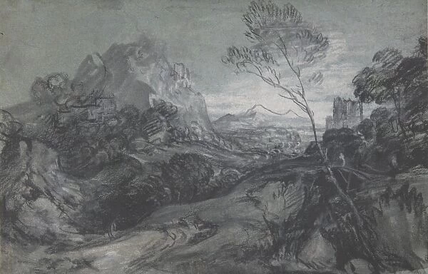 Mountain Landscape Figures Buildings mid late 1780s