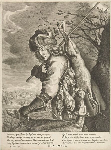 November: a hunter with his booty, Anonymous, Reinier van Persijn, Joachim von Sandrart