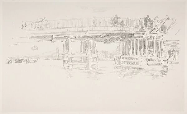 Old Battersea Bridge 1879 1887 Lithograph scraping