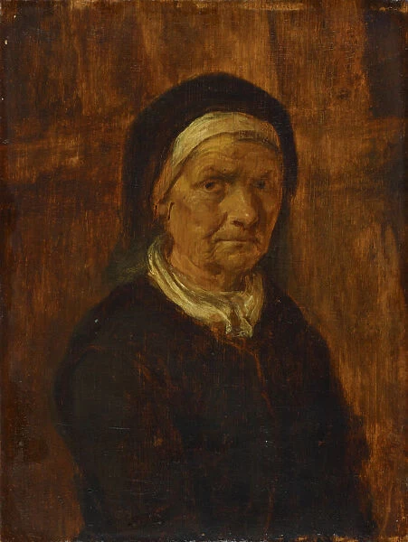 Old Woman Oil Oak 23 x 17. 5 cm Unmarked Adriaen Brouwer