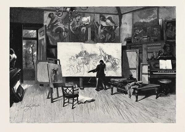a Painter at Work in his Studio from the Picture by Sir John Gilbert, R. A