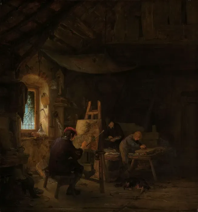 Framed Print : Adriaen van Ostade's Painters Studio Print, oil on panel Framed Print : Adriaen van Ostade's Painters Studio Print, oil on panel