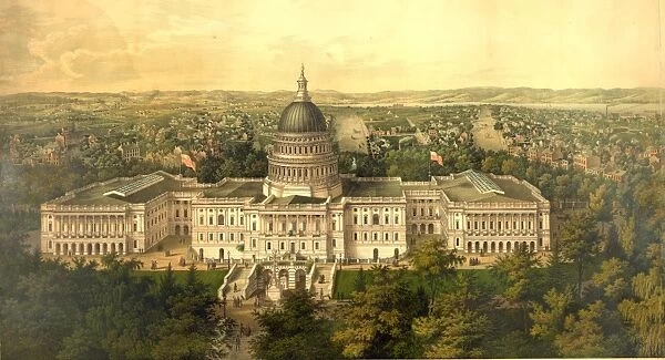 Panoramic view of Washington City from the new dome of the Capitol, looking east