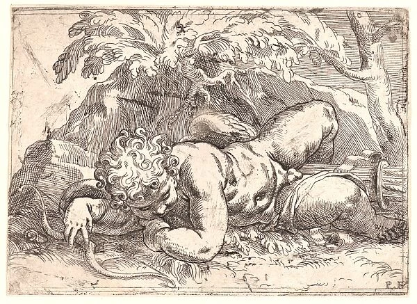 Paolo Farinati (Italian, 1524 - 1606). Cupid. Etching
