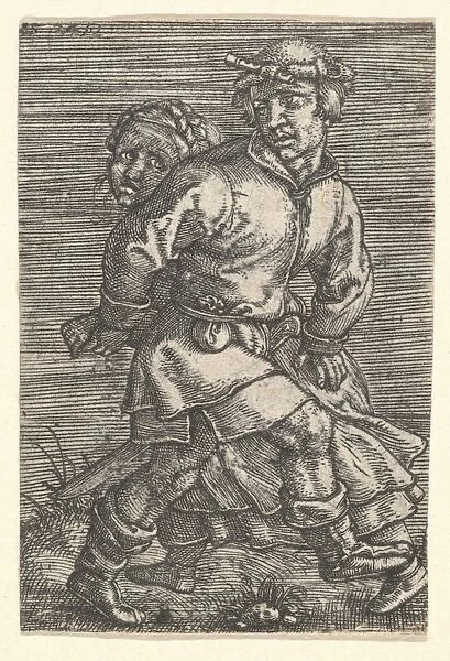 Peasant Couple Dancing early 16th century Engraving