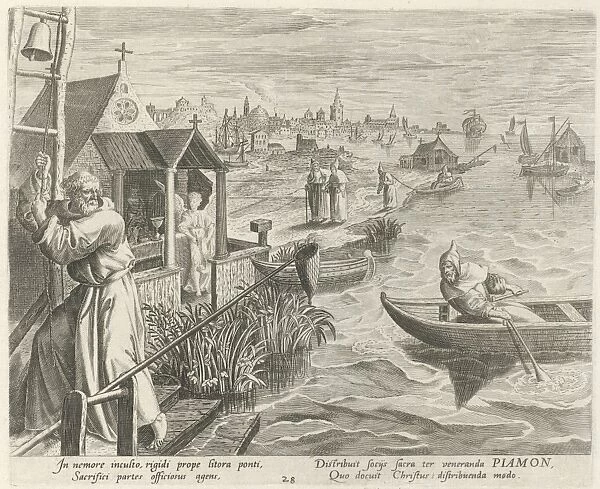 Piamon Diocles as a hermit, Johann Sadeler I, Raphael Sadeler I, Maerten de Vos