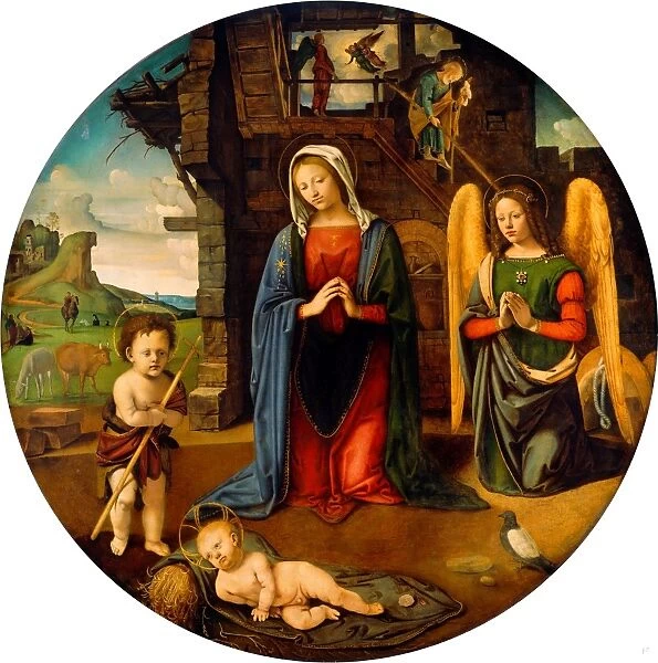 Piero di Cosimo, The Nativity with the Infant Saint John, Italian, 1462-1521, c. 1500