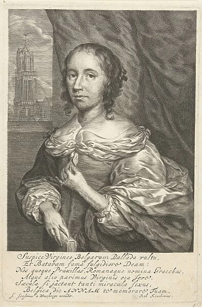 Portrait of Anna Maria van Schurman, Cornelis van Dalen (II), Anonymous, Cornelis